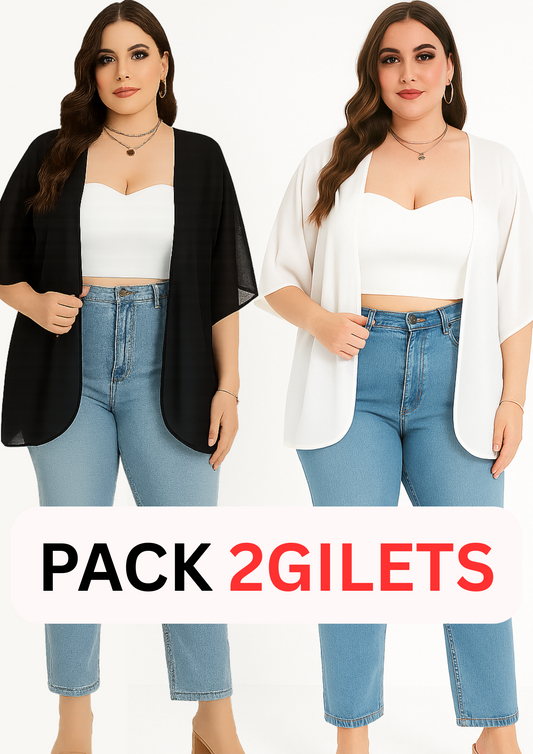 pack 2 gilets noir et blanc  (taille standard)